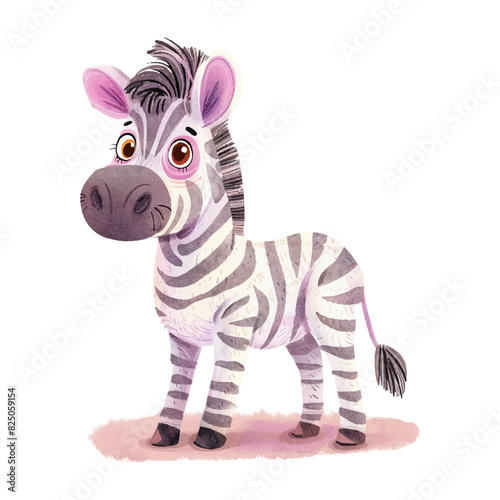 Cute zebra standing white background (4)