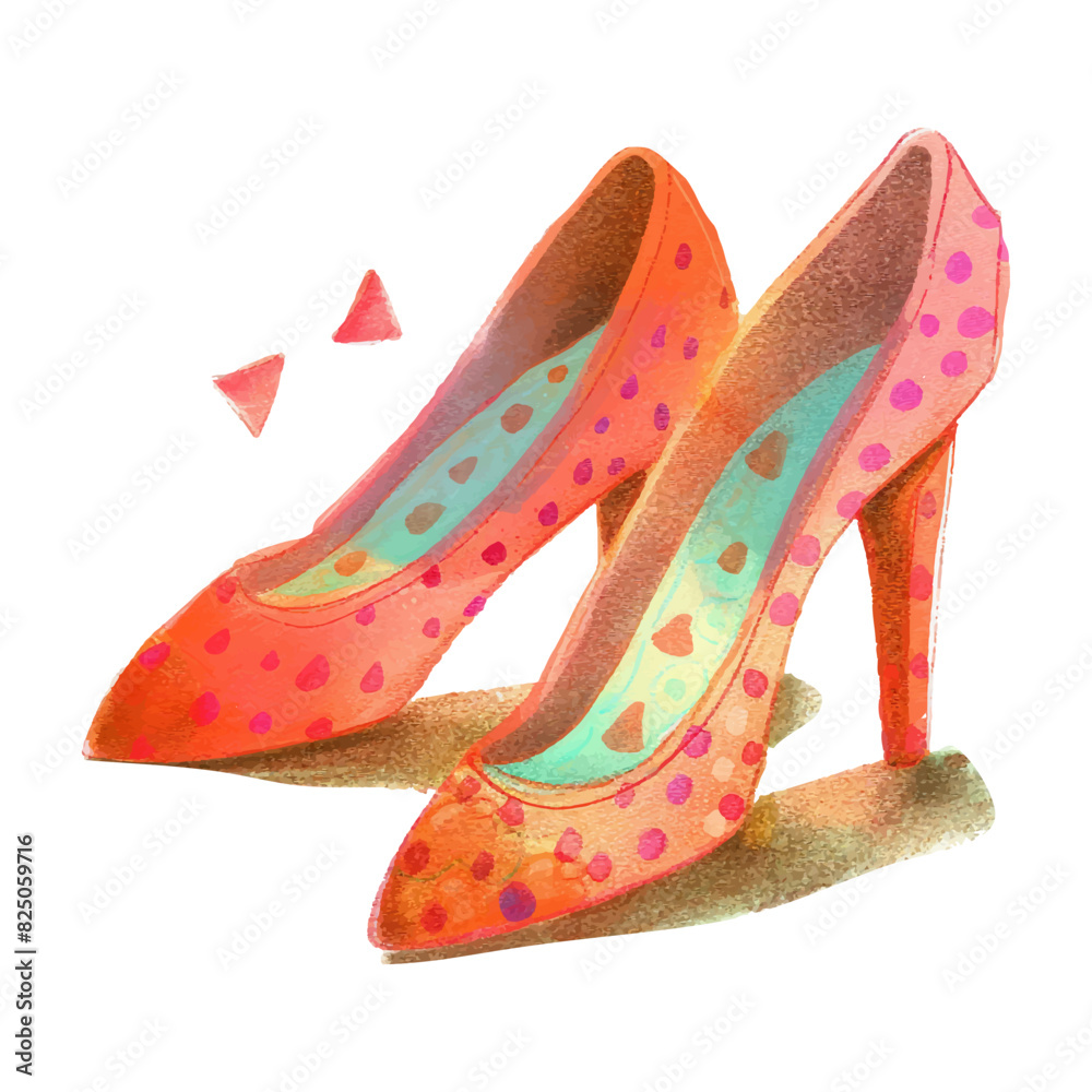 Obraz premium Red high heels shoes white background (11)