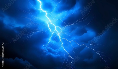 Blue lighting energy flash background.  AI Generated