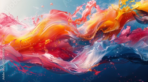 Experience the vivacity of artistic motion with this captivating illustration, where vibrant colors and fluid shapes dance across the canvas in a symphony of movement. photo