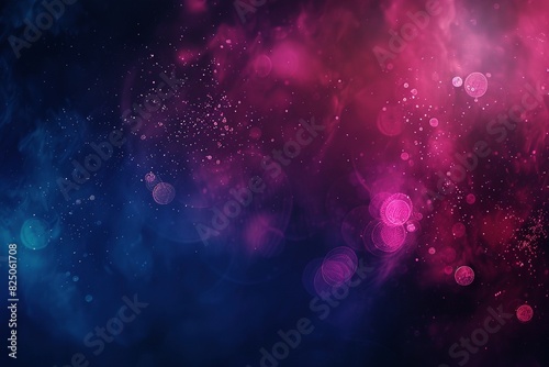 Ethereal swirls of pink and blue nebulae dance with glowing particles across a dark fantasy nightscape.