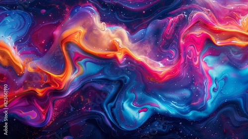Dive into the mesmerizing world of fluid motion with this stunning pattern, where swirling shapes and vibrant hues come together to create an immersive visual experience. photo