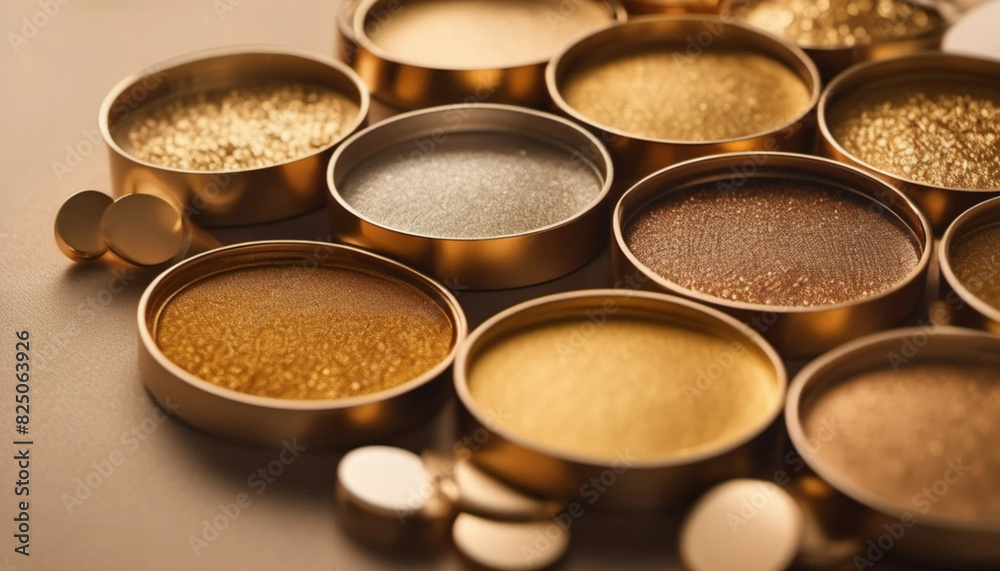 Golden eyeshadows. Close up Golden eyeshadows. Close up
