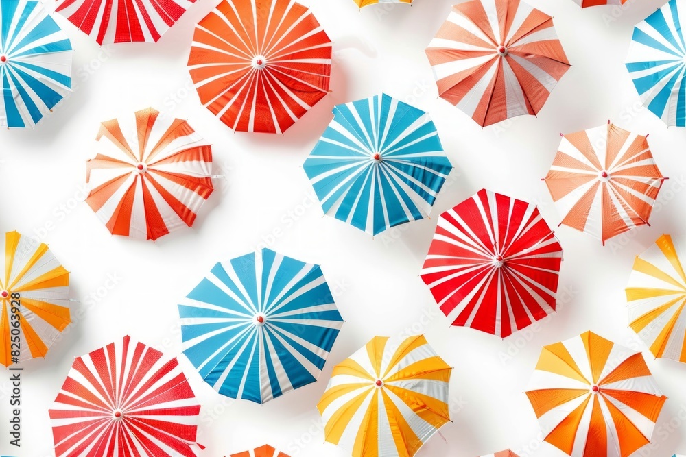Modern colourful beach umbrellas seamless pattern