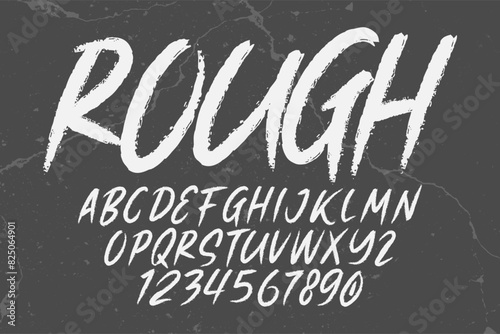 Grunge Horror Font. Hand Made Brush Typeface. Vector Stock Illustration. Brush stroke Alphabet. Typography for scary headlines and horror movie scenarios.