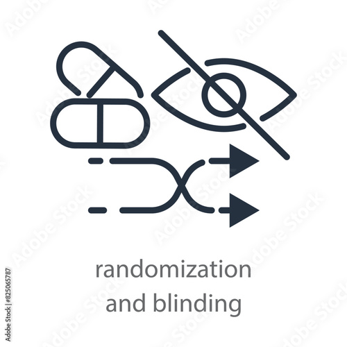 An icon of blinded randomised trials. Medical clinic logo. Vector illustration isolated on white background