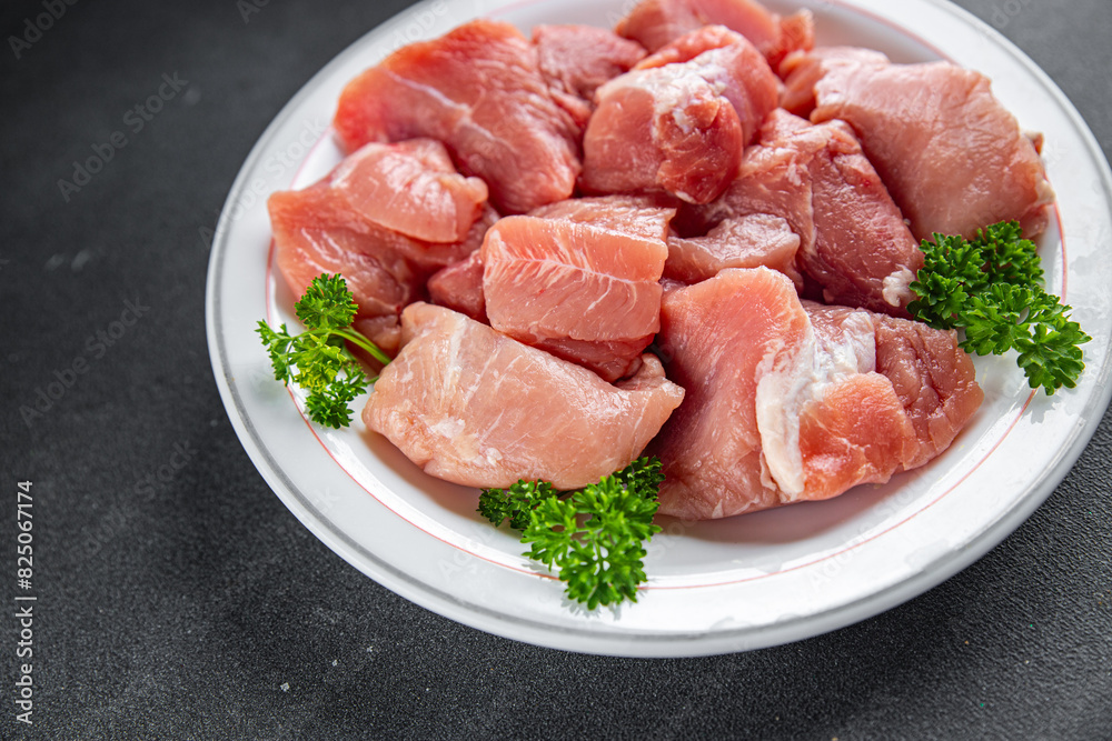 raw pork meat pulp fresh cooking appetizer meal food snack on the table copy space food background rustic top view raw pork meat pulp fresh cooking appetizer meal food snack on the table copy space food background rustic top view