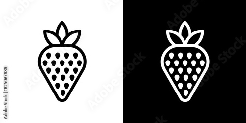Strawberry icon set. Juicy strawberry fruit vector symbol and berry icon. photo