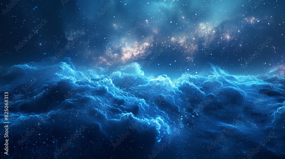 A celestial background that captures the serene vastness of space, with a subtle array of stars and galaxies set against a calming, deep blue sky.