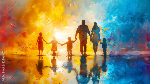 Vibrant Parents Day Celebration: Abstract Digital Art Symbolizing Love and Appreciation   Photo Realistic Concept for Adobe Stock
