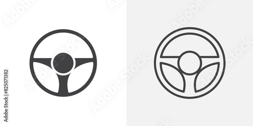 Steering wheel icon set. Automobile steering wheel vector symbol and vehicle control icon.