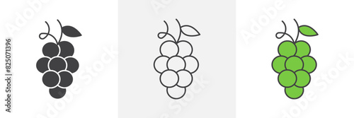 Grape icon set. Vineyard grape vector symbol and fruit plant icon.