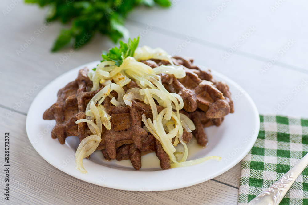 fried liver waffles with onions and herbs fried liver waffles with onions and herbs