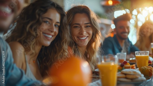 Cheerful Friends Enjoying Brunch at a Sunny Cafe