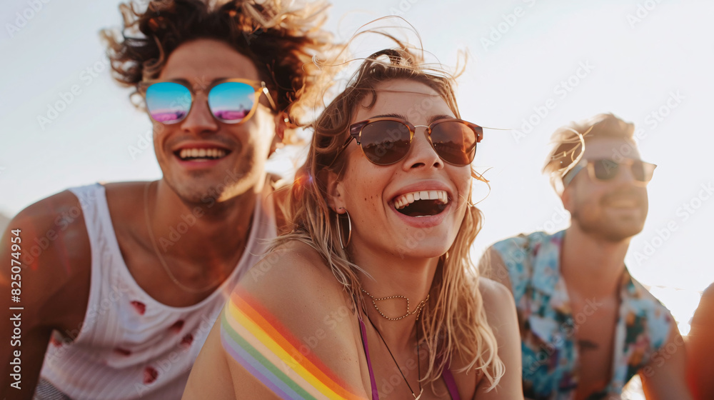 LGBTQ_couple_enjoying_a_day_at_the_beach_with_their friends