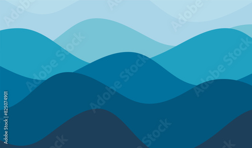 Blue wave water background. Abstract ocean wallpaper. Vector illustration.