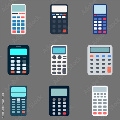 Simple calculator illustration set design