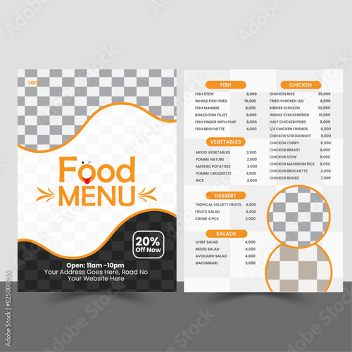 Restaurant menu design, food menu, modern menu.