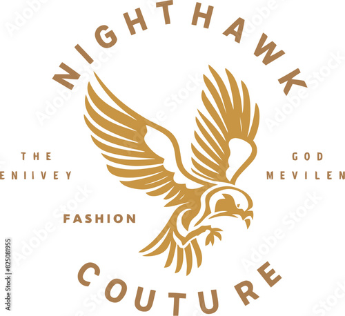 Illustration of fashion shop logo named nighthawk. AI generative.