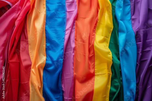 A row of colorful fabric with a star on it. LBGTQ people pride symbol