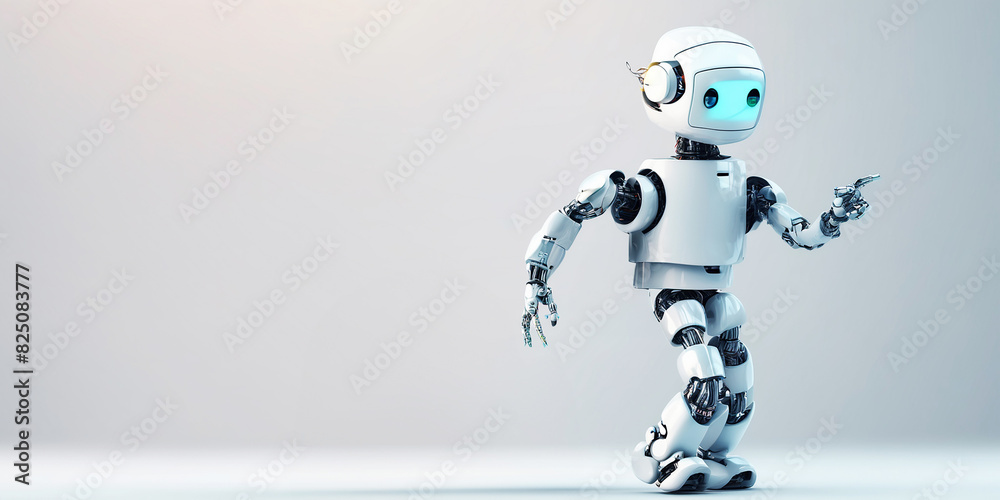 Fototapeta premium 3D ai robot with light background copy space