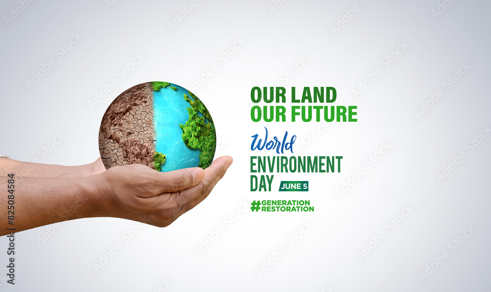 World Environment Day 2024 concept - Land restoration, desertification and drought resilience, 3d tree background. Ecology concept. We are #GenerationRestoration World Environment Day 2024 concept - Land restoration, desertification and drought resilience, 3d tree background. Ecology concept. We are #GenerationRestoration