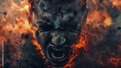 An man face burning with anger