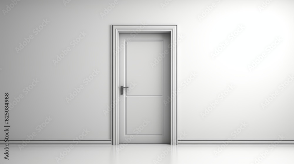 Contemporary white door integrated harmoniously within a minimalist white wall design Contemporary white door integrated harmoniously within a minimalist white wall design