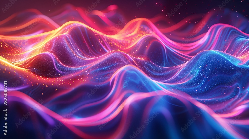 a hypnotic abstract image with neon multicolors, emphasizing flowing lines and electric neon bursts in a visually striking arrangement.