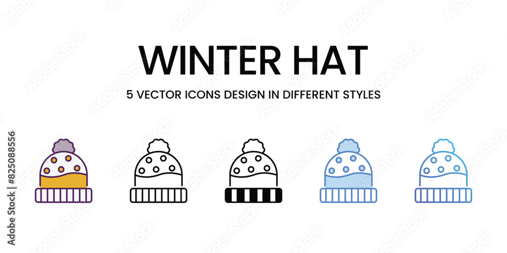 Winter Hat icons vector set stock illustration. Winter Hat icons vector set stock illustration.