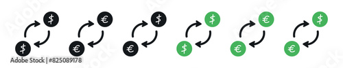 Exchange dollar and euro icons. Modern sign exchange money. Simple symbol trade cash. Set icon exchange finance in vector design style