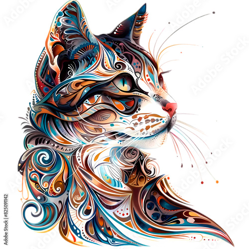 Illustration of a cat's head in Brazilian style