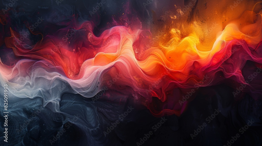 A dynamic abstract art piece portraying the concept of strength and fragility. The composition uses a balanced interplay of dark, intense colors and light, ethereal hues to depict the duality of