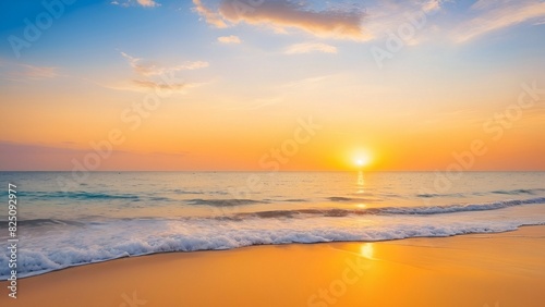 Beautiful landscape outdoor sea ocean and beach at sunset time for leisure travel and vacation