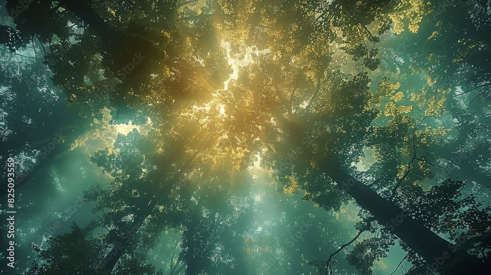 Obraz premium Summer, summer woods. low angle view. Generative AI.