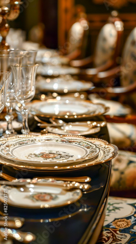A table with a lot of fancy plates and silverware