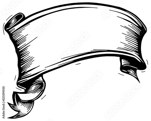 illustration of an scroll in black, with room for text, isolated 