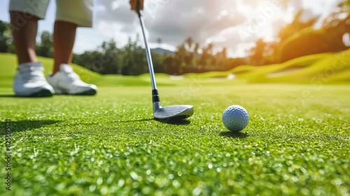 Golfer s intense focus on putting green, symbolizing precision in olympic sports
