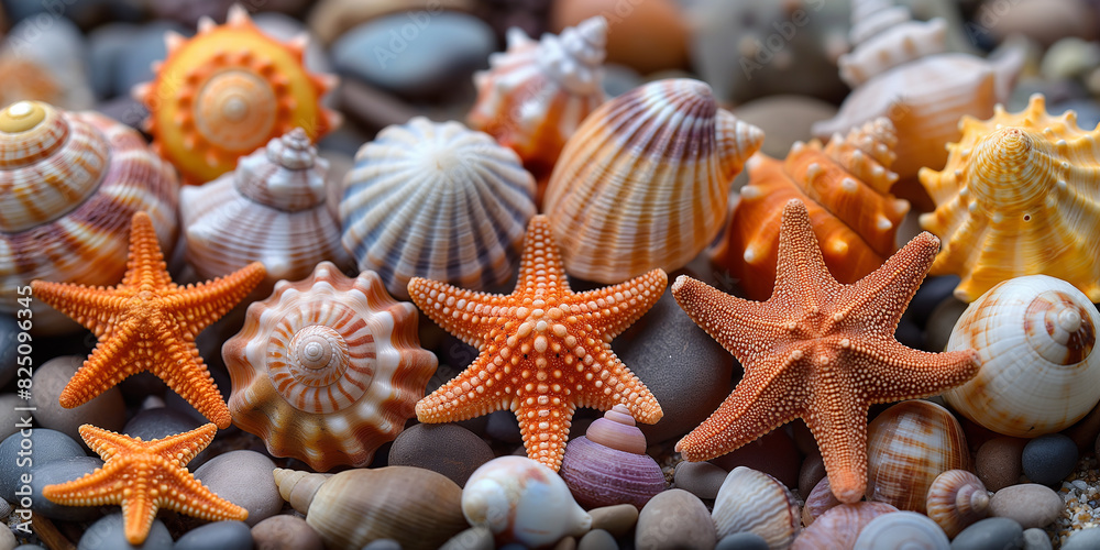 Seashells on the beach, by the sea as the sun sets, Seashells on the beach, by the sea as the sun sets,