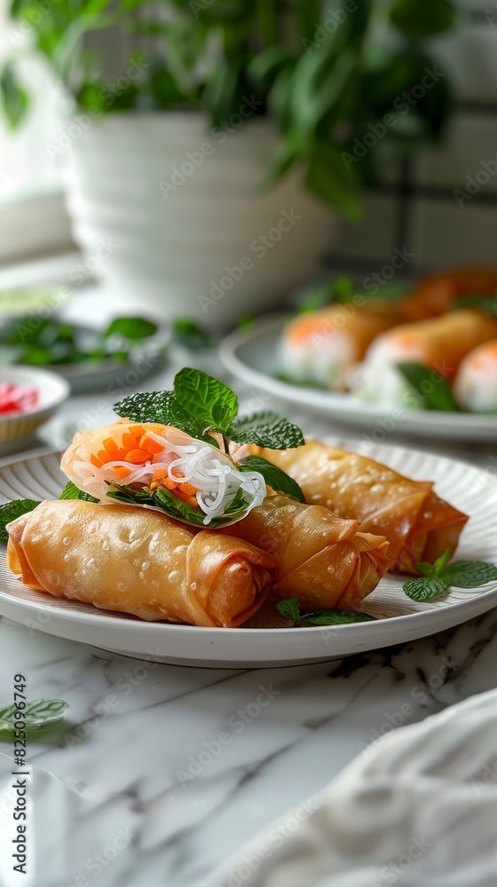 Three dumplings with a green leaf on top Three dumplings with a green leaf on top