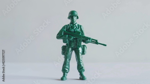 Green Toy Soldier Figurine Holding A Rifle on White Background