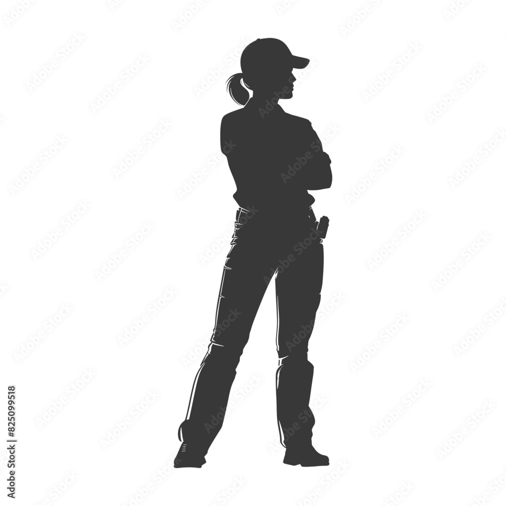 Silhouette engineer women in action full body black color only