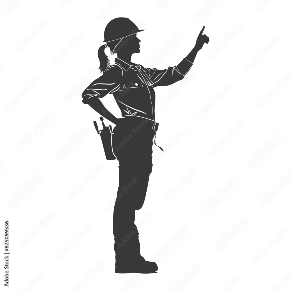 Silhouette engineer women in action full body black color only Silhouette engineer women in action full body black color only