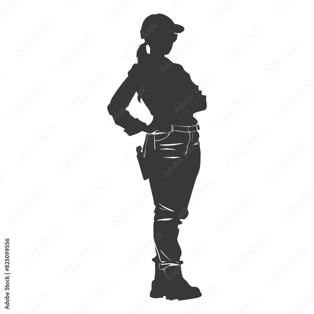 Silhouette engineer women in action full body black color only Silhouette engineer women in action full body black color only