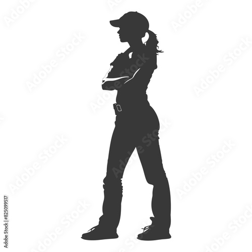 Silhouette engineer women in action full body black color only