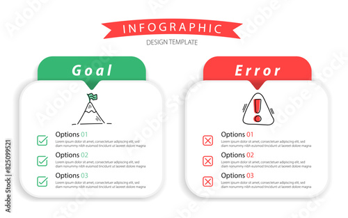 Comparison Infographic Design Template, Comparison between companies and products and services, Business presentation concept with 2 options, To do list or planning icon, vector illustration.	