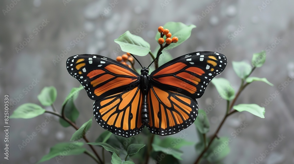Glorious High angle fragile butterfly on leaf Glorious High angle fragile butterfly on leaf