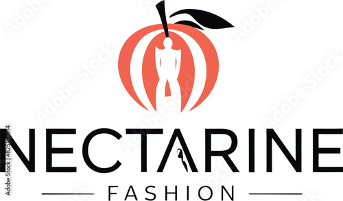 Colorful nectarine fashion logo design template. AI generative.
