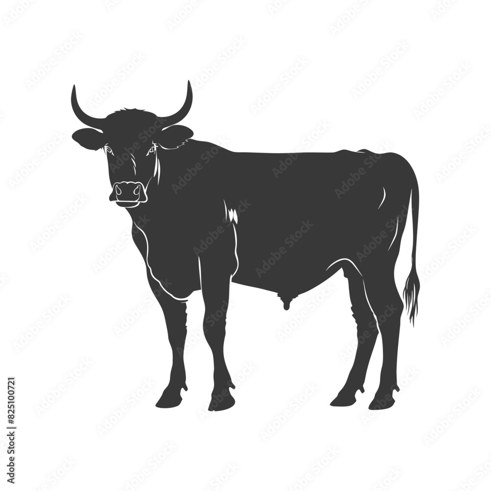 Silhouette bull animal black color only
