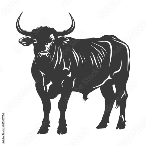 Silhouette bull animal black color only